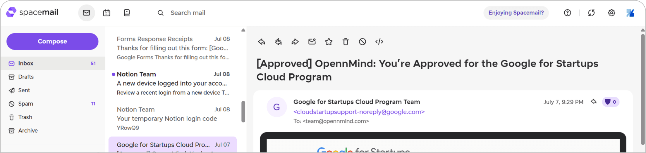 Two-column workspace layout in OpennMind